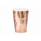 Kubek jednorazowy Partydeco She said yes!, różowe złoto (1 op. / 6 szt.) papier 220ml (KPP21-019R-EU1)