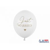 Balon gumowy Partydeco Just Married, P. Pure White biały 300mm 12cal (SB14P-237-008-6)