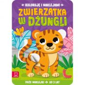 Książka dla dzieci Aksjomat Koloruję i naklejam. Zwierzątka w dżungli. Duże naklejki od 3 lat