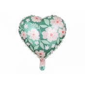 Balon foliowy Partydeco serce w kwiaty 18cal (FB124)