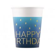 Kubek jednorazowy Godan Blue Happy Birthday, Decorata papier 200ml (96621)