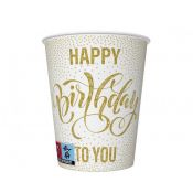 Kubek jednorazowy Godan Happy Birthday Dotted Gold papier 250ml (KM01_OG_055101)