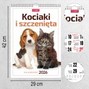 Kalendarz ścienny (401000) k:2915-377 16  stron wieloplanszowy A3 Press (kociaki i szczeniaki)
