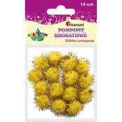 Pompony Titanum Craft-Fun Series brokatowe żółte 15 szt (338545)