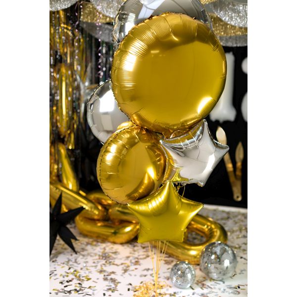 Balon foliowy Partydeco okrągły Pastylka złota 18cal (FB176-019)