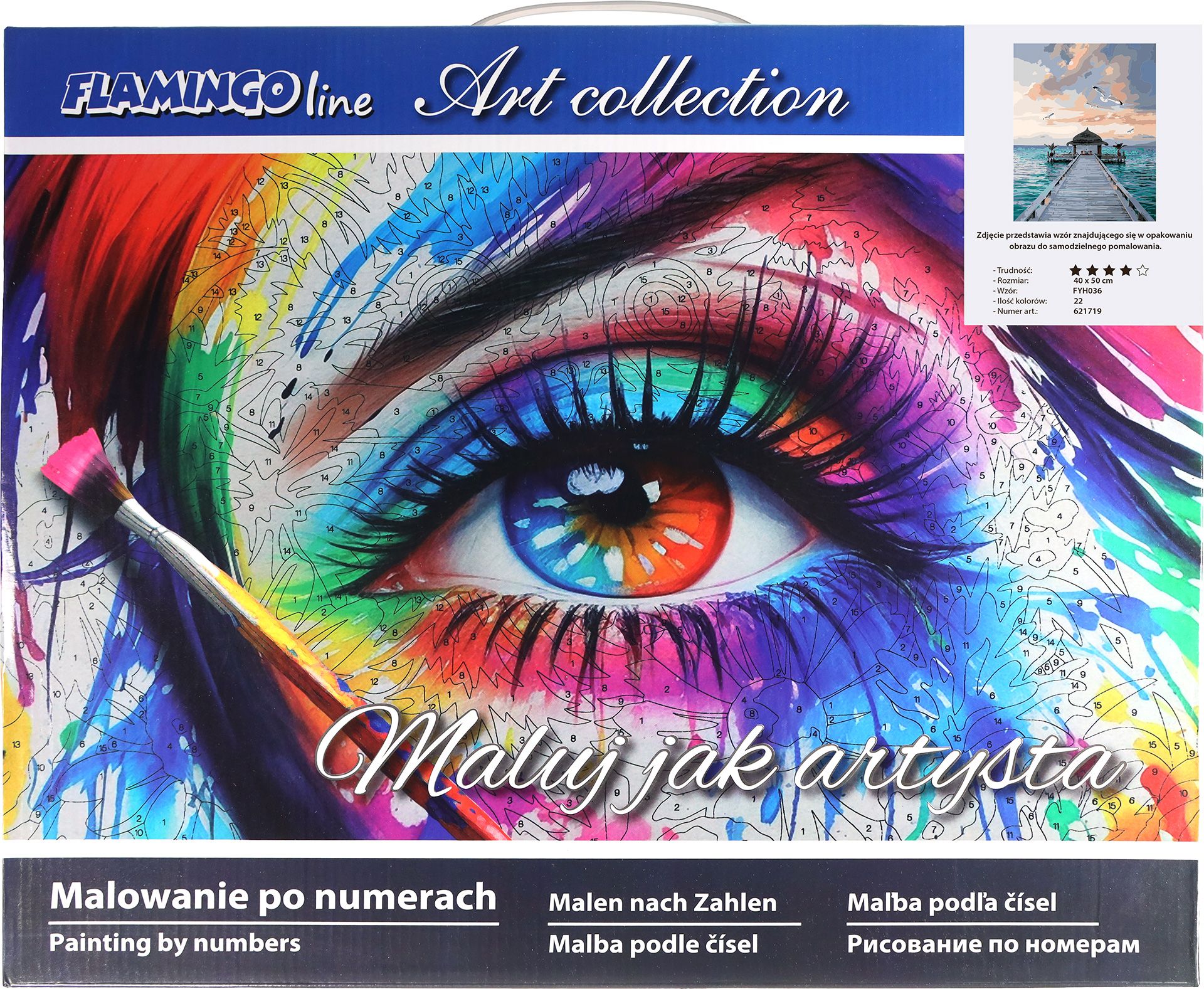 Zestaw kreatywny Flamingo Line Malowanie po numerach 40x50cm Pomost nad morzem (fyh036)