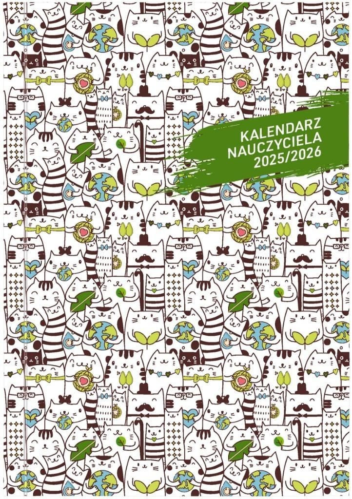 Kalendarz nauczyciela książkowy (terminarz) Wydawnictwo Wokół Nas PCV KOTY bezbarwny B6 (A5TN089B)
