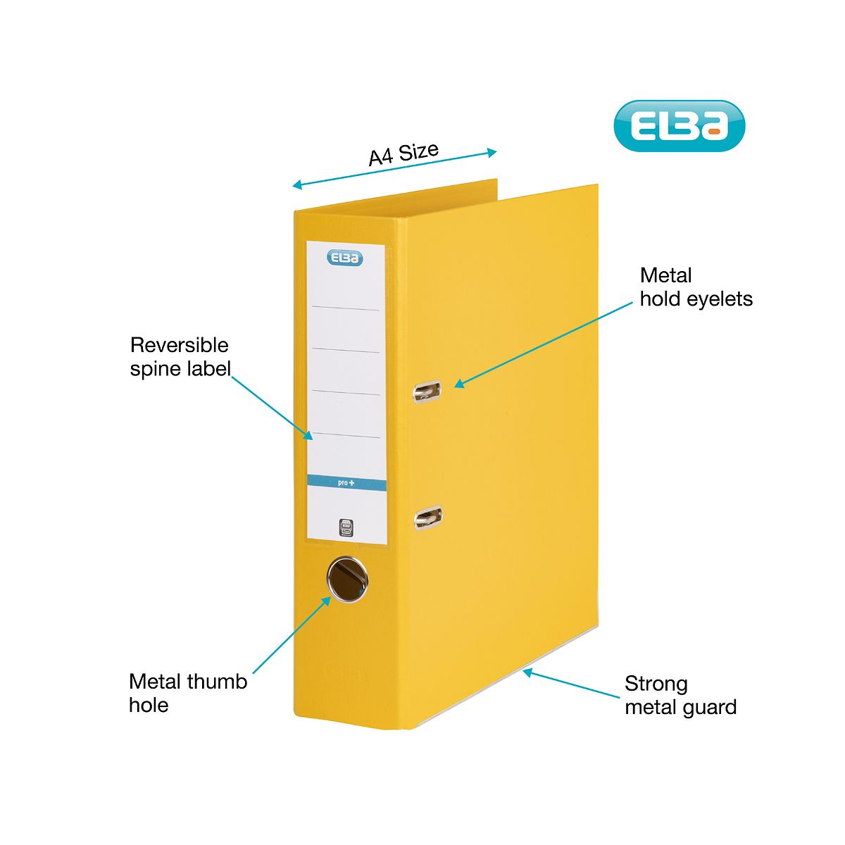 Segregator dźwigniowy Elba 8 cm Pro+ A4 80mm żółty (100202166)