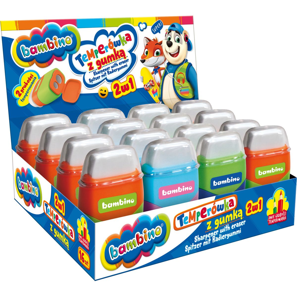 Temperówko-gumka MINI ZOO 2w1 Bambino (5903235649776)