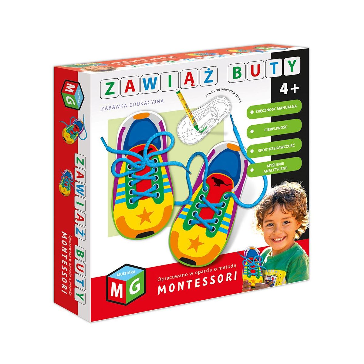 Zabawka kreatywna Multigra MONTESSORI -ZABAWKA EDUKACYJNA ZAWIĄŻ BUTY