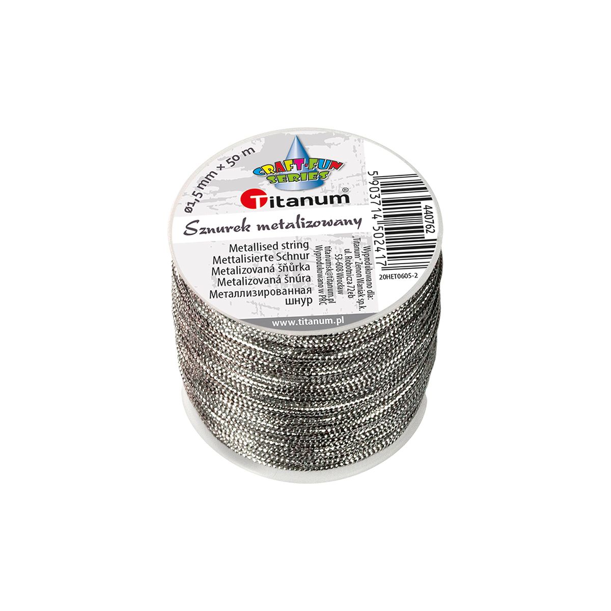 Sznurek Titanum Craft-Fun Series srebrny 50m (20HET0605-)