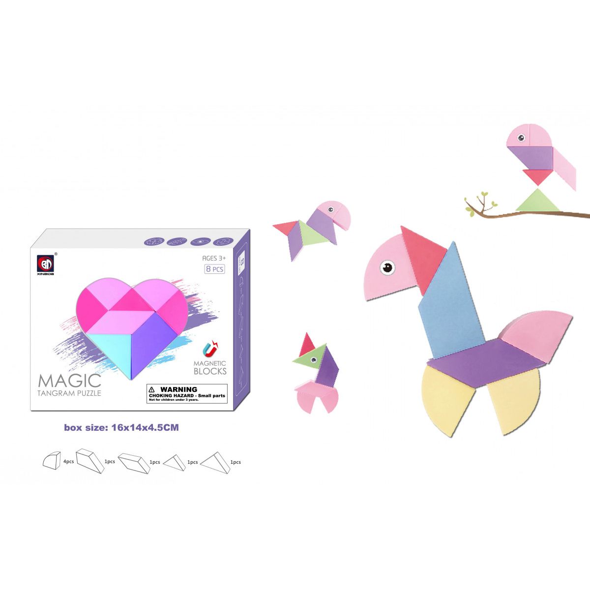 Klocki magnetyczne Lean tangram  8 el. (23551)