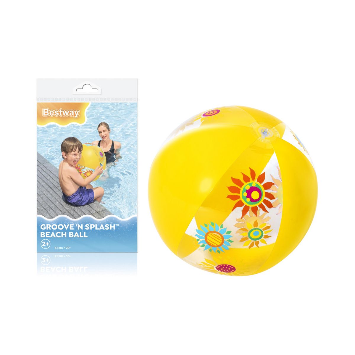 Piłka plażowa Best Way żółta PVC PCW śr. 510mm (21416)