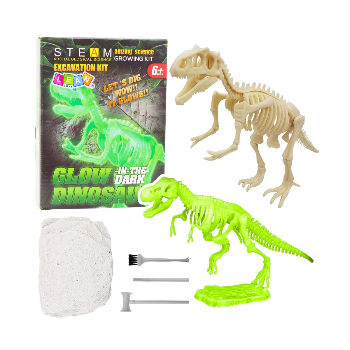 Zestaw kreatywny dla dzieci Archeologiczny Wykopaliska Fluorescencyjny Szkielet Narzędzia Lean (23339)