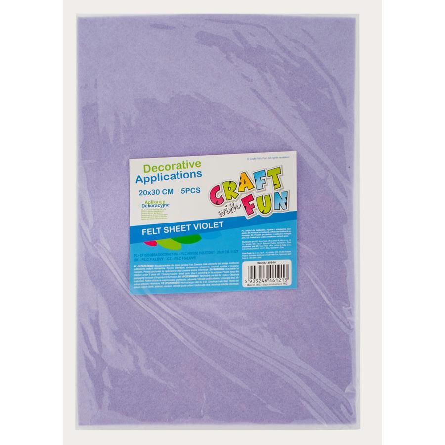 Ozdoba filcowa Craft with Fun 20x30x5szt fiolet 20x30 (439306)